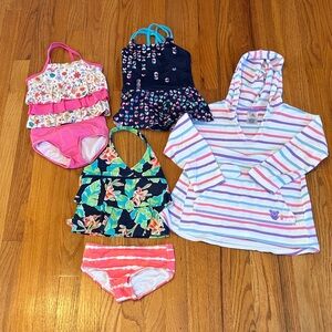 Kids Swimwear Set with Stripes and Floral Patterns